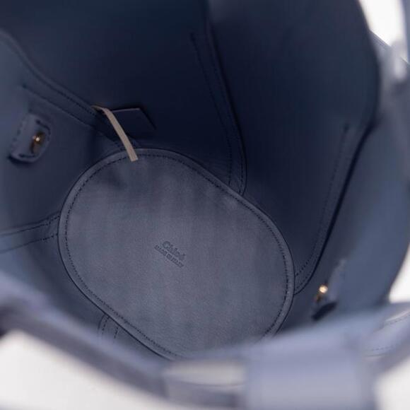 Chloe Bucket Tulip Mini Cross Body Blue Leather Shoulder Bag - Picture 8 of 12